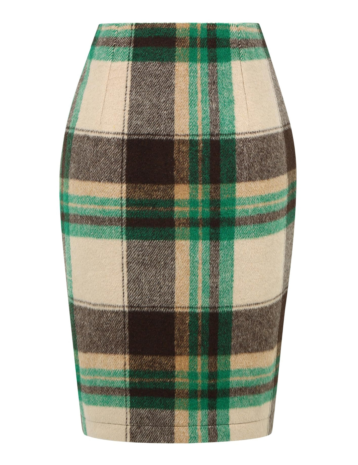IDEALSANXUN Plaid Skirts for Women Fall Winter Knee Length Pencil Wool Skirt with Slit