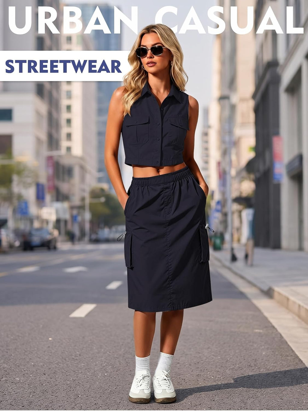 EARKOHA Womens Athletic Skirt Quick Dry Midi Cargo Skirt with 4 Pockets