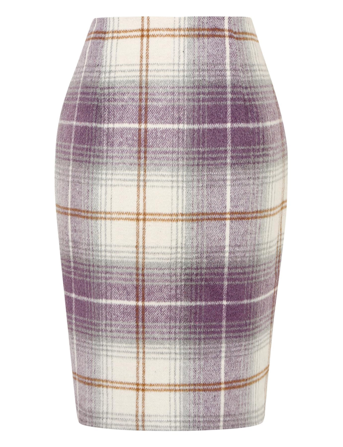 IDEALSANXUN Plaid Skirts for Women Fall Winter Knee Length Pencil Wool Skirt with Slit