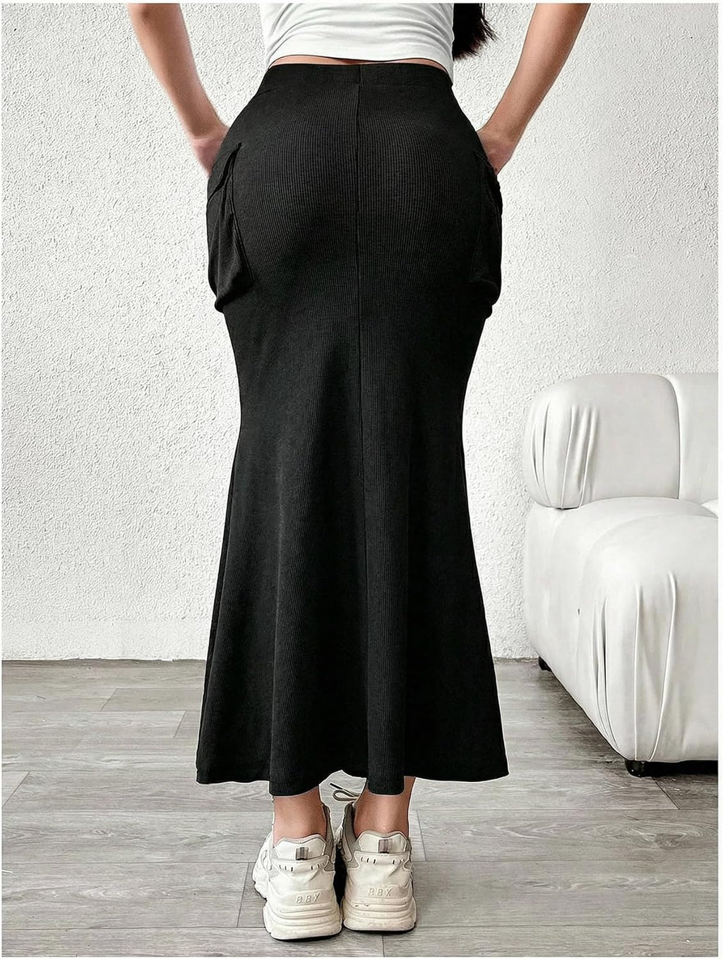 Verdusa Women's Fishtail Maxi Cargo Skirt Bodycon Work Skirt with Pockets