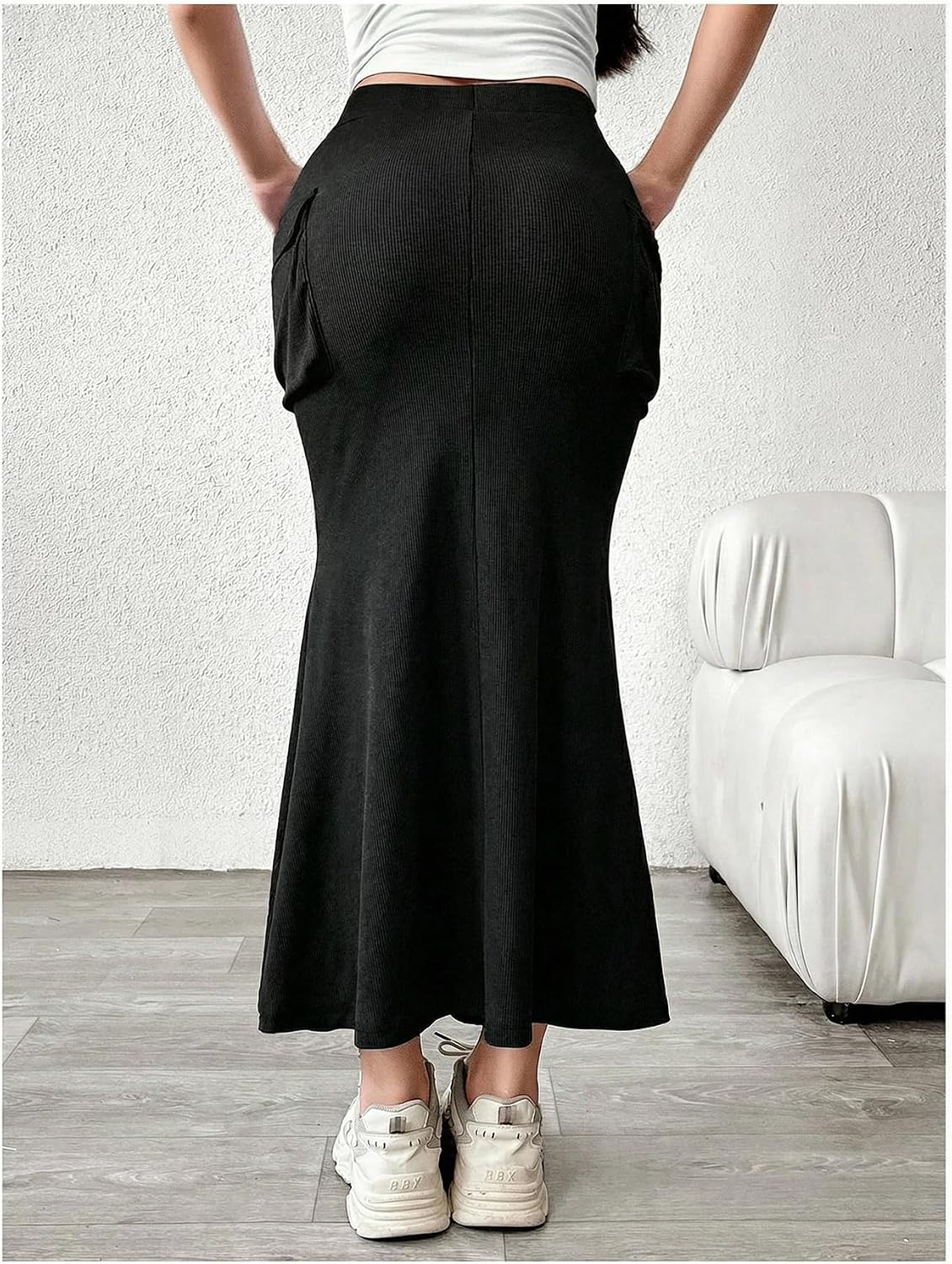 Verdusa Women's Fishtail Maxi Cargo Skirt Bodycon Work Skirt with Pockets