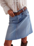 EMMIOL Women's Stretchy Denim Skirt High Waist Summer Casual Jean Skirts