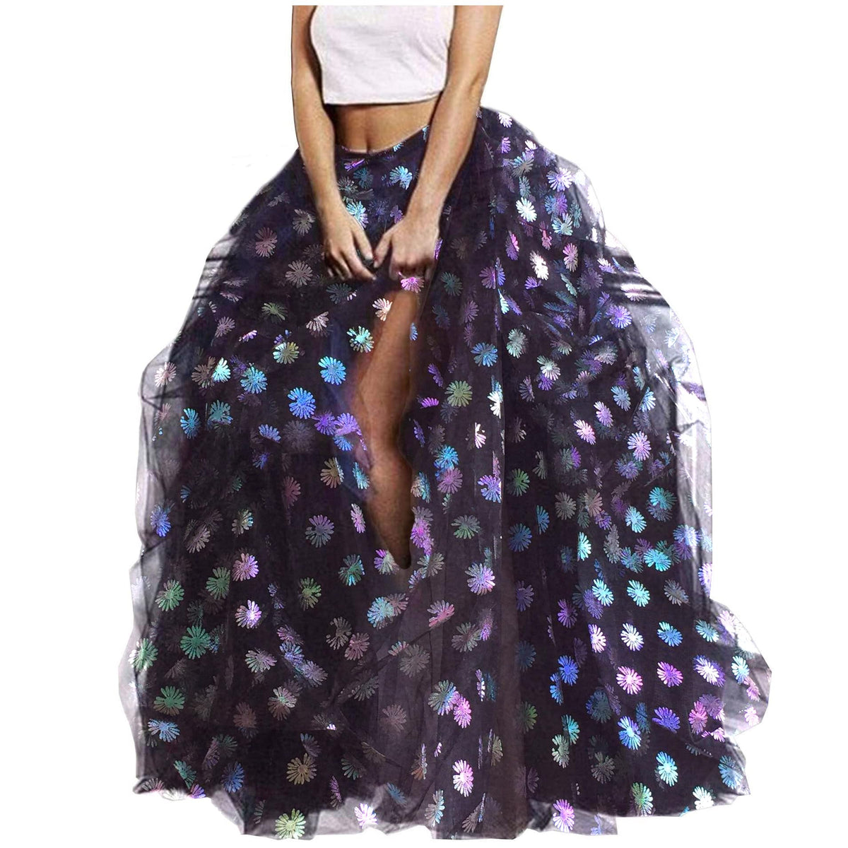 Lisong Women Maxi Tulle Floor Length Layered High Waist Spectial Occasion Skirt