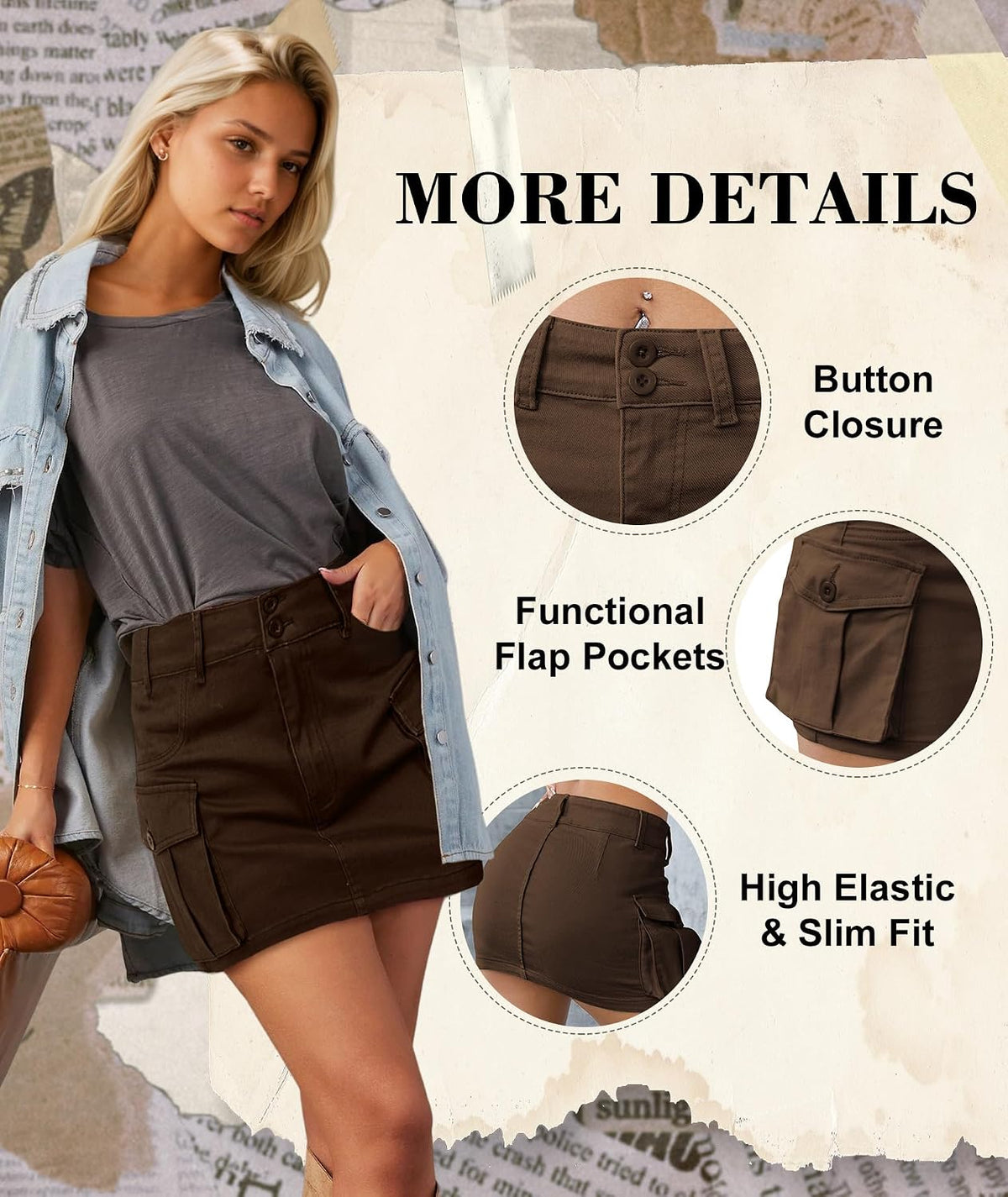 EARKOHA Womens Denim Cargo Mini Skirt Y2K Fall Jean Skirts Flap Pockets