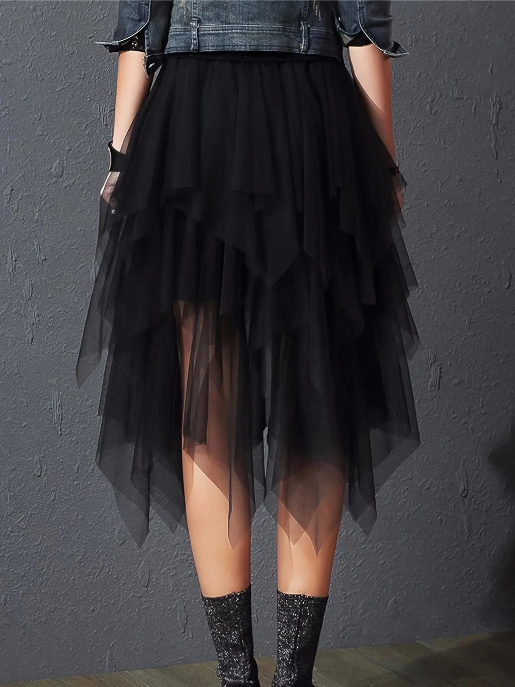 Women's Asymmetrical Hem Tulle Skirt, Fashion Bottoms, Elegant Fashion Mesh Skirt for Party Club Dating, Ladies Summer Clothes Valentine's Day, gift, Clothing