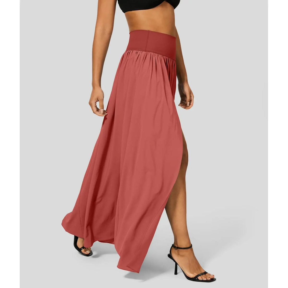 Halara Breezeful High Waisted Plicated Split 2-in-1 Flowy Quick Dry Maxi Casual Skirt Activewear Dance Breathable  Athleisure Womenswear Workout Comfort Bottom Bridal #BackToSchool