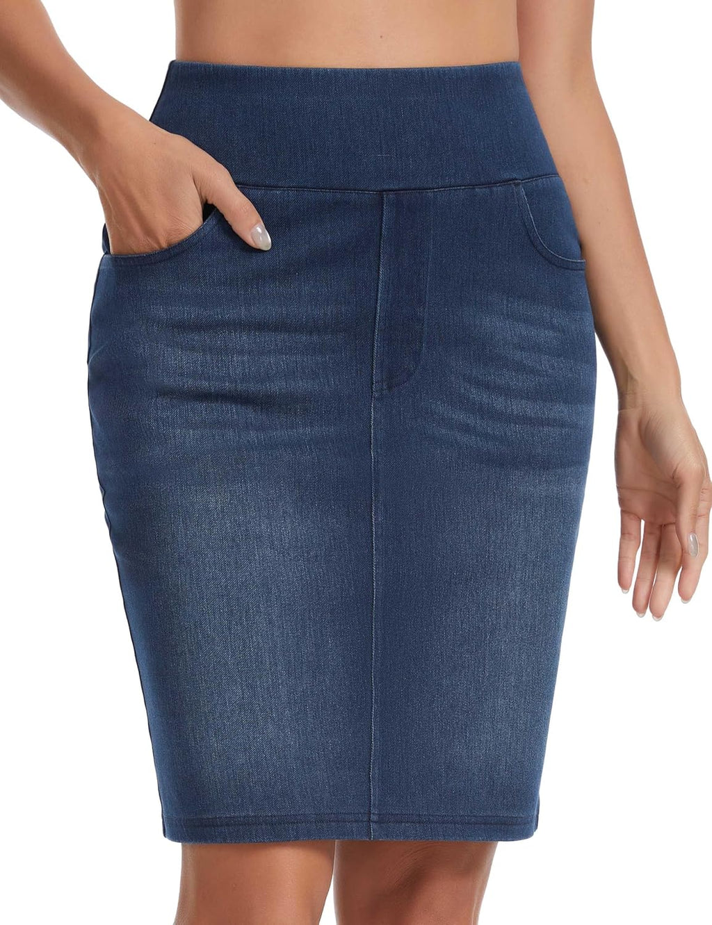 THE GYM PEOPLE Women's High Waist Pencil Jean Skirts Stretchy Denim Skirt