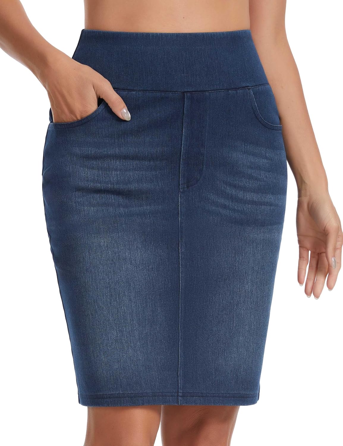 THE GYM PEOPLE Women's High Waist Pencil Jean Skirts Stretchy Denim Skirt