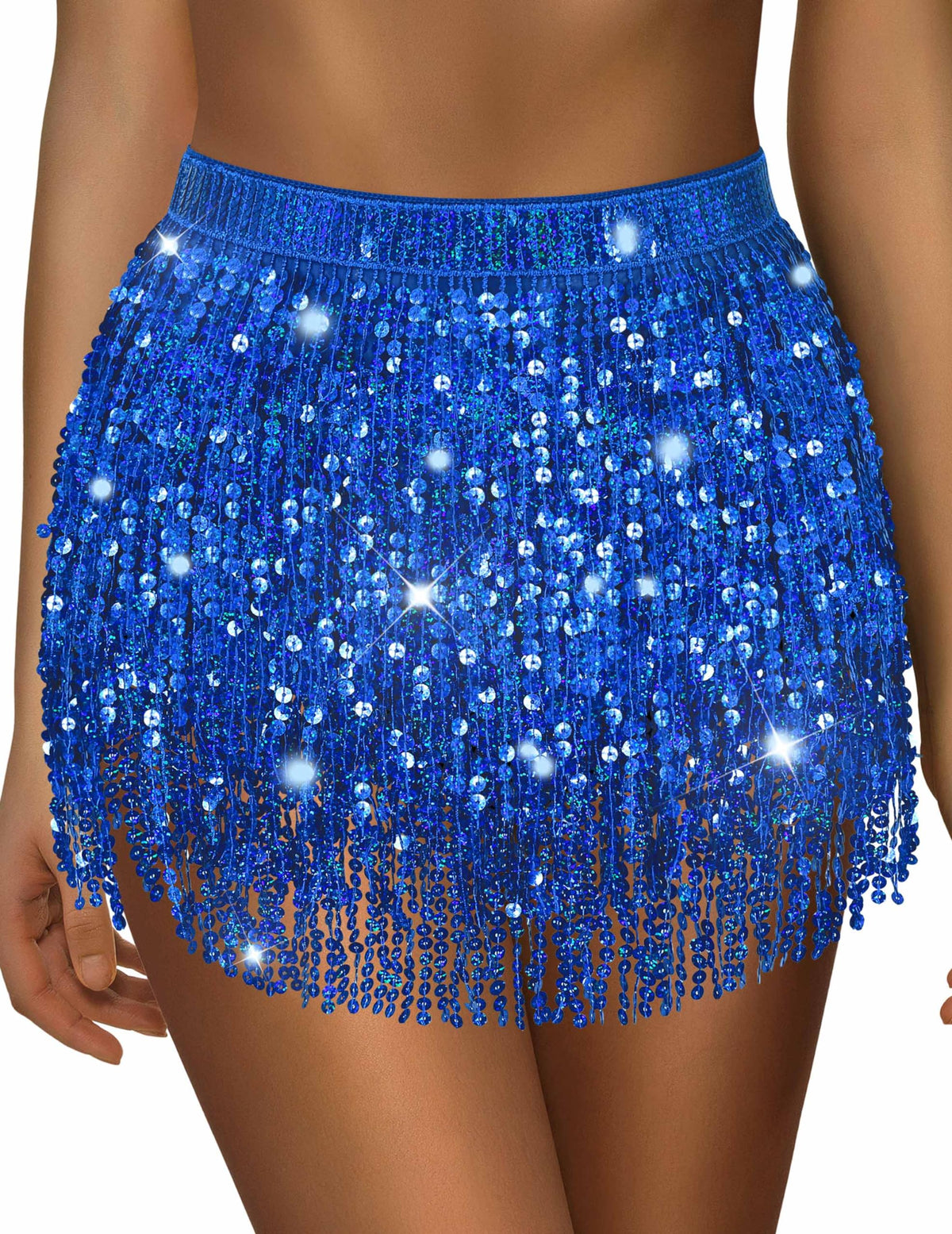 Sequin Skirt Sparkly Skirt Belly Dance Skirt Glitter Skirt Rave Sparkle Skirt Sequin Tassel Skirt Fringe Hip Scarf Women
