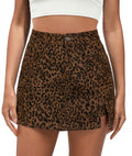 luvamia Skorts for Woman Leopard Cheetah Print Mini Skirt with Shorts High Waisted Trendy Cute Stretchy Side Slit Skort