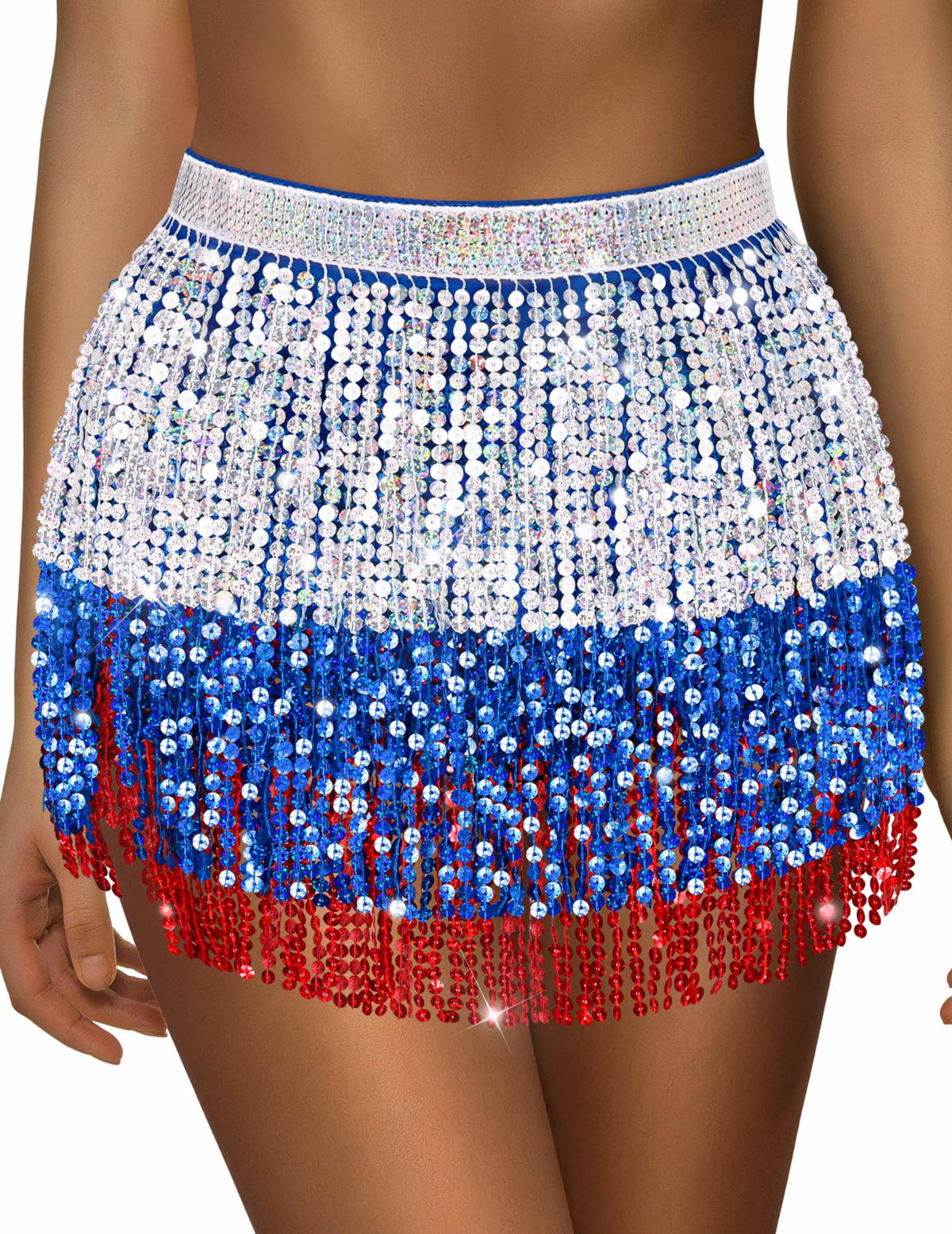 Sequin Skirt Sparkly Skirt Belly Dance Skirt Glitter Skirt Rave Sparkle Skirt Sequin Tassel Skirt Fringe Hip Scarf Women