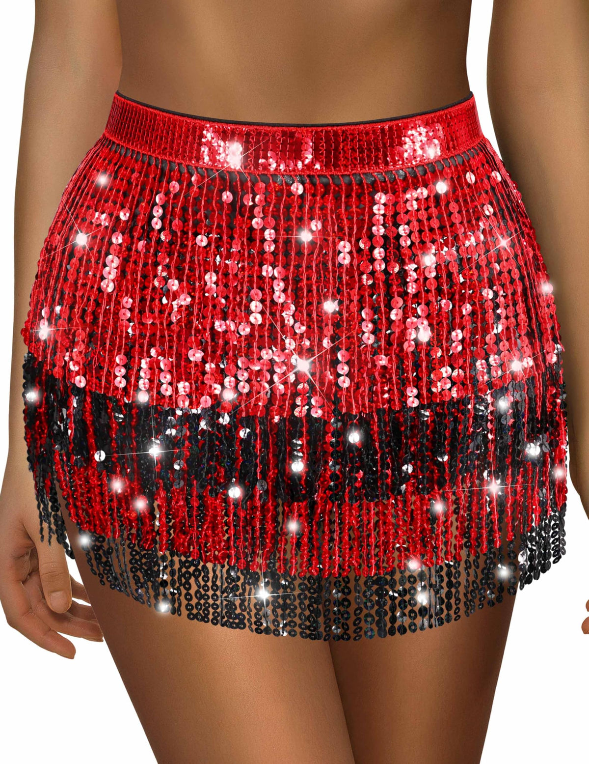 Sequin Skirt Sparkly Skirt Belly Dance Skirt Glitter Skirt Rave Sparkle Skirt Sequin Tassel Skirt Fringe Hip Scarf Women