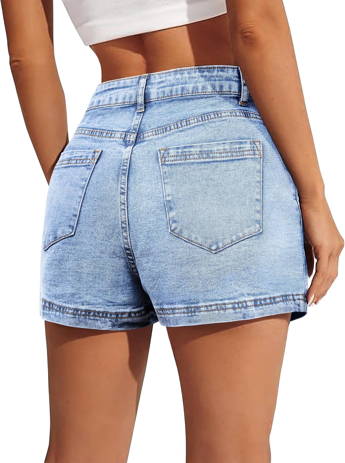 Denim Skort High Waist Denim Skirt Stretch Jean Skirt for Women With Pocket