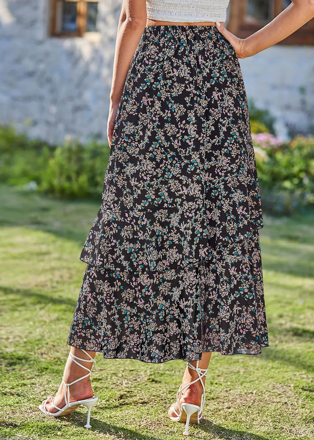 BTFBM Boho High Low Long Maxi Skirts for Women