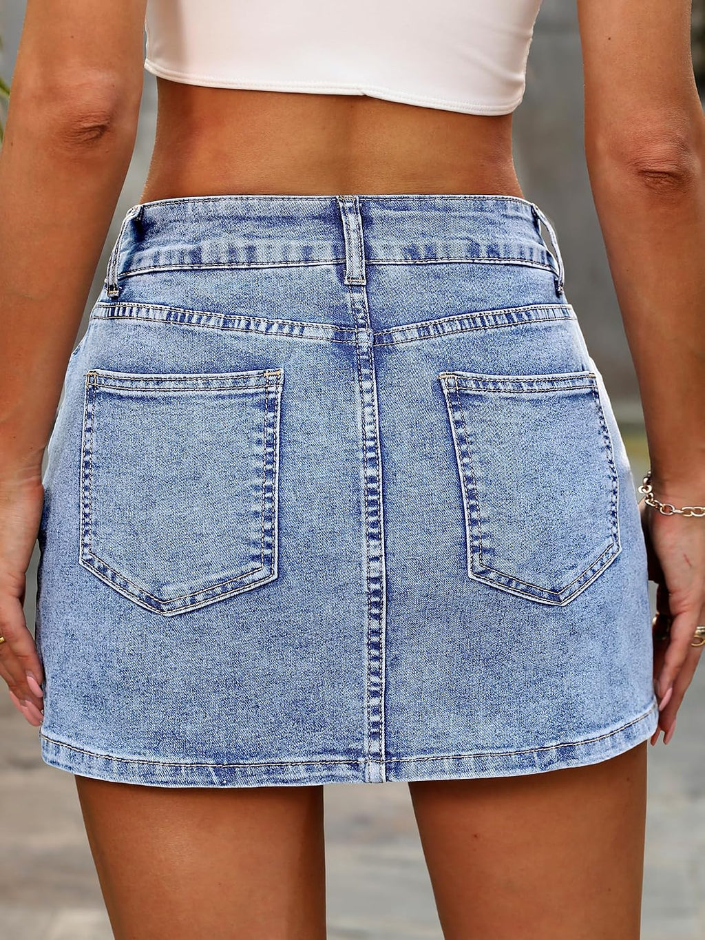 ELLEVEN Skorts Skirts for Women High Waisted Side Slit Jean Mini Skirt