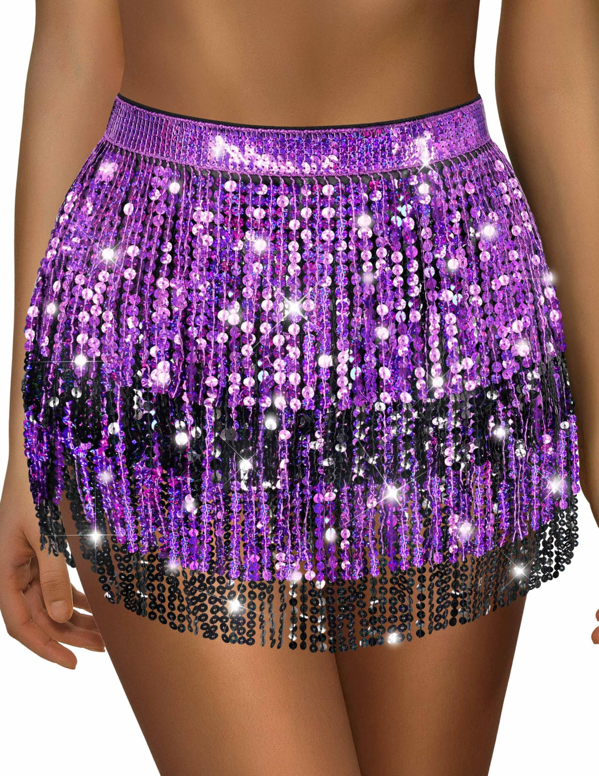 Sequin Skirt Sparkly Skirt Belly Dance Skirt Glitter Skirt Rave Sparkle Skirt Sequin Tassel Skirt Fringe Hip Scarf Women