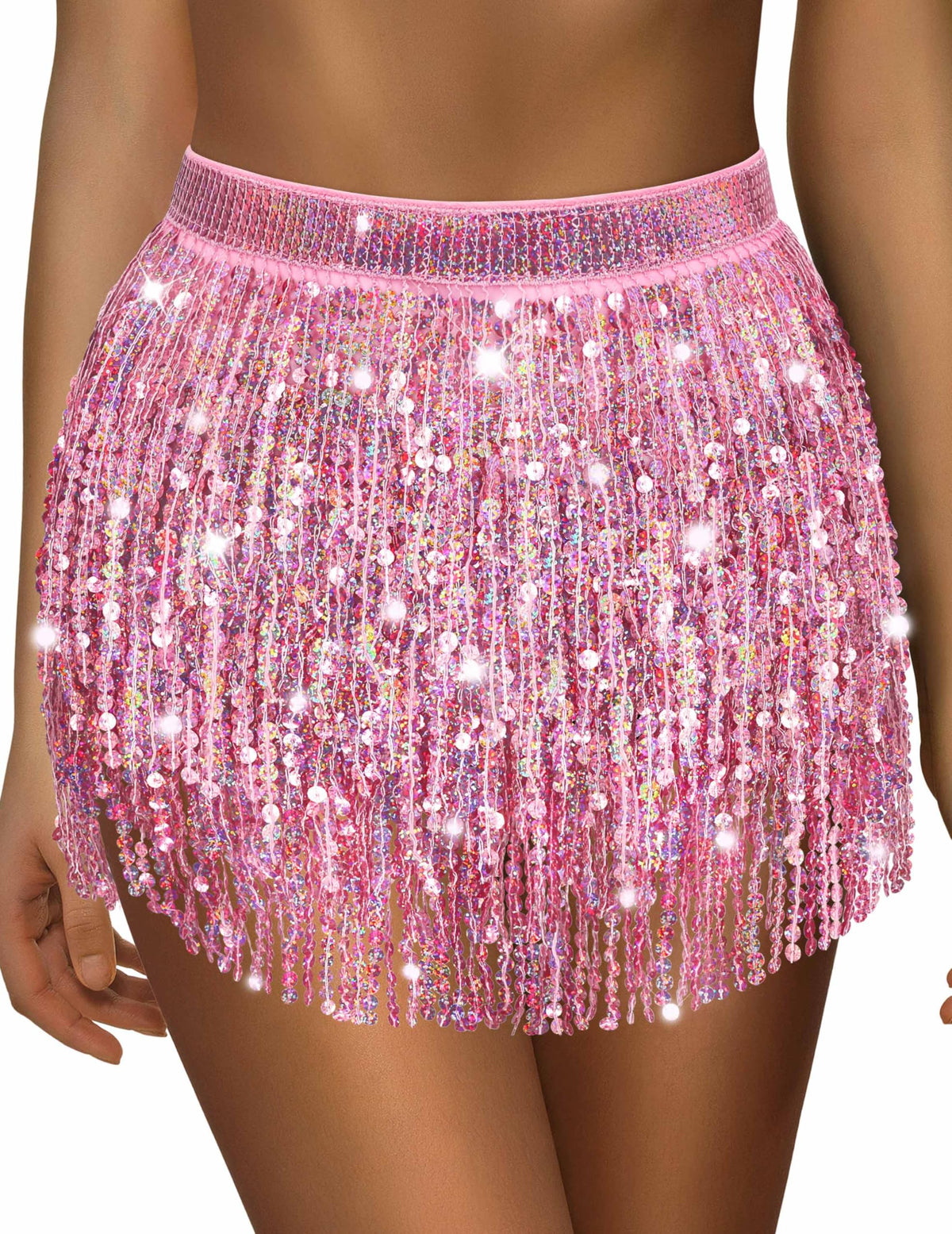 Sequin Skirt Sparkly Skirt Belly Dance Skirt Glitter Skirt Rave Sparkle Skirt Sequin Tassel Skirt Fringe Hip Scarf Women