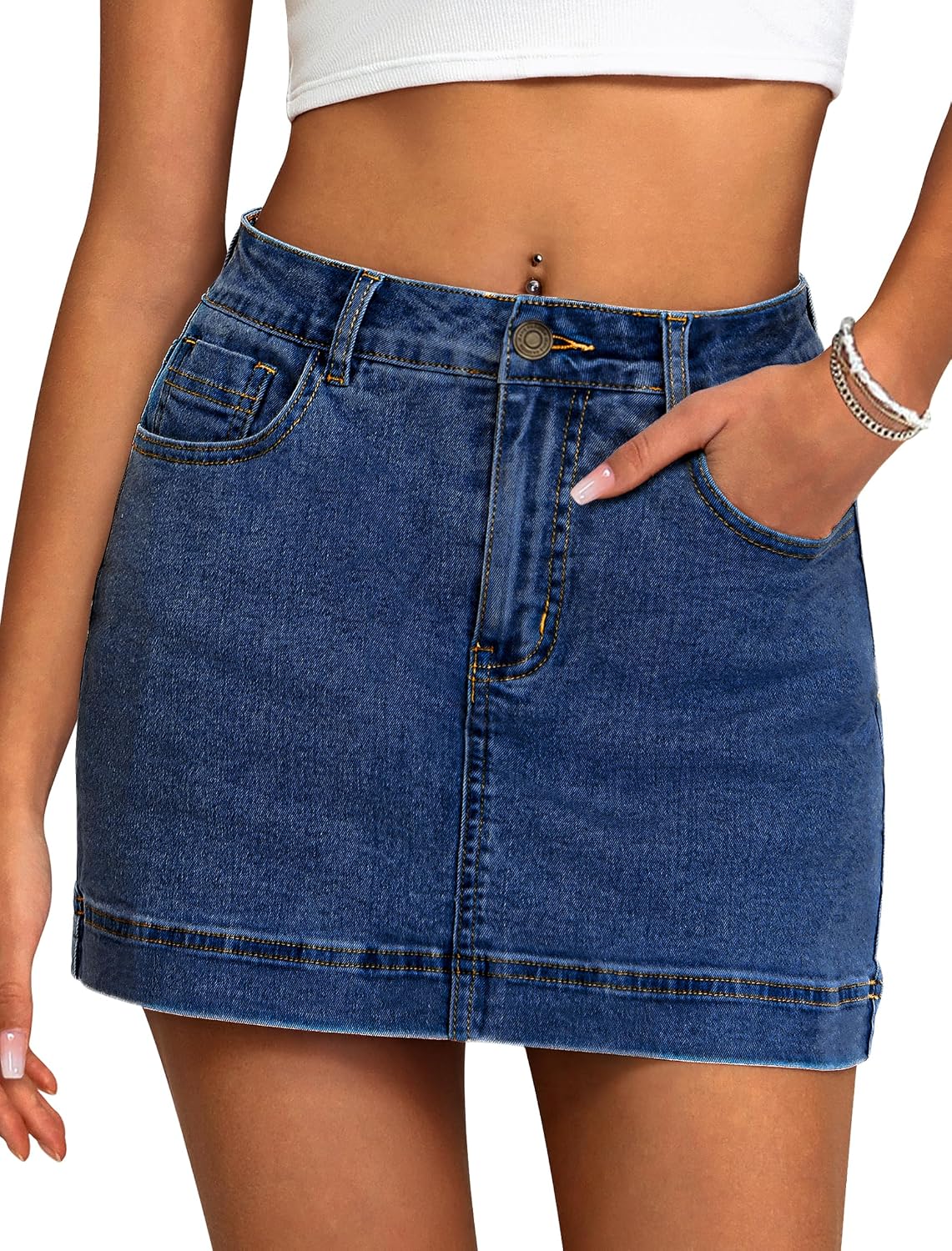 IWD Jean Skorts for Woman 2026 Trendy High Waisted Denim Mini Skirt