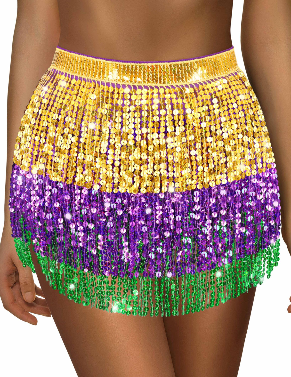Sequin Skirt Sparkly Skirt Belly Dance Skirt Glitter Skirt Rave Sparkle Skirt Sequin Tassel Skirt Fringe Hip Scarf Women