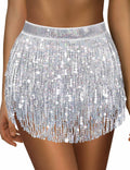 Sequin Skirt Sparkly Skirt Belly Dance Skirt Glitter Skirt Rave Sparkle Skirt Sequin Tassel Skirt Fringe Hip Scarf Women