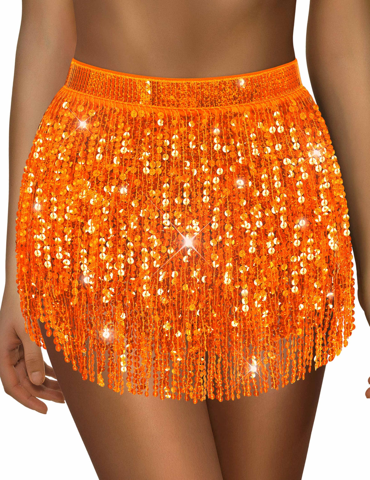 Sequin Skirt Sparkly Skirt Belly Dance Skirt Glitter Skirt Rave Sparkle Skirt Sequin Tassel Skirt Fringe Hip Scarf Women