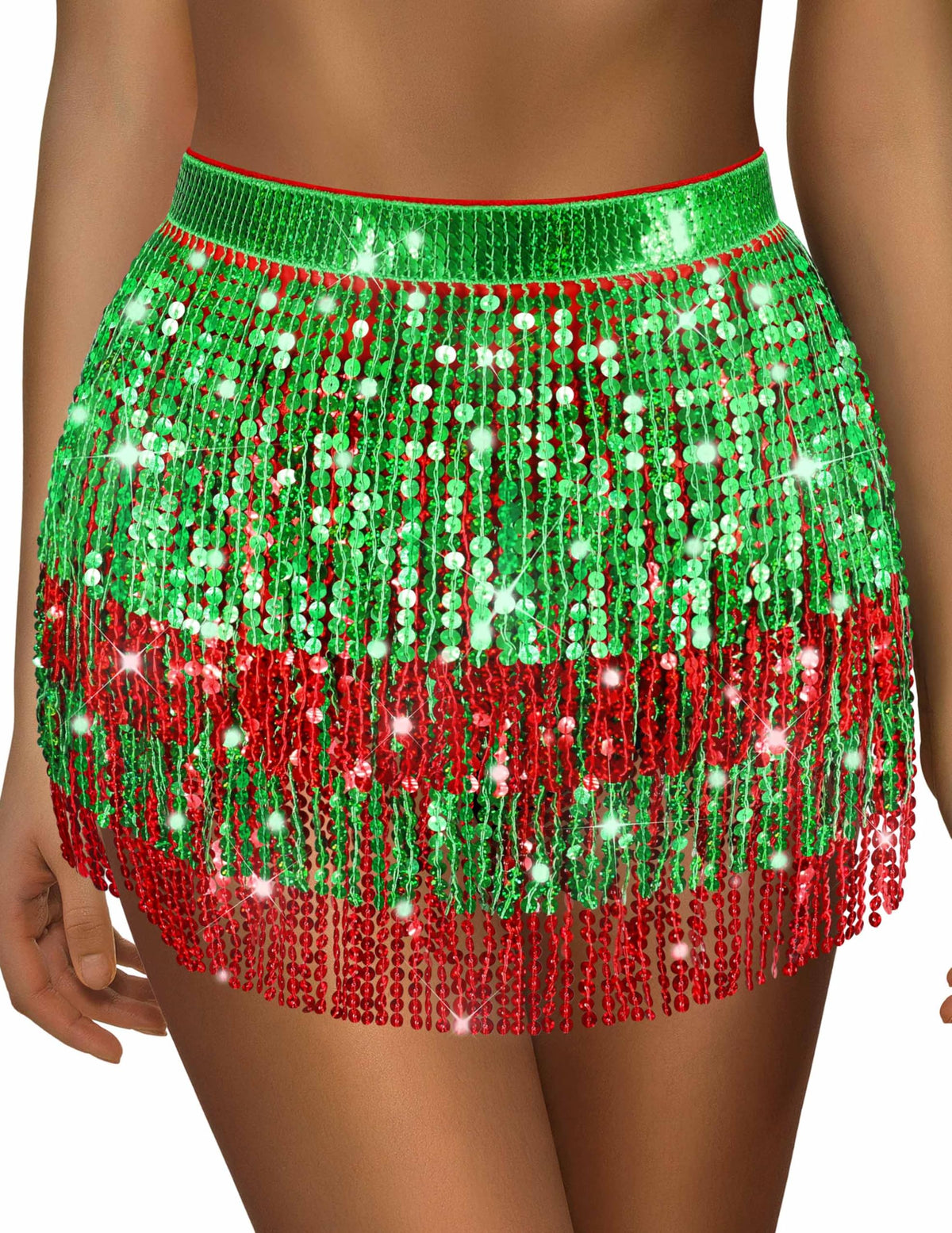 Sequin Skirt Sparkly Skirt Belly Dance Skirt Glitter Skirt Rave Sparkle Skirt Sequin Tassel Skirt Fringe Hip Scarf Women