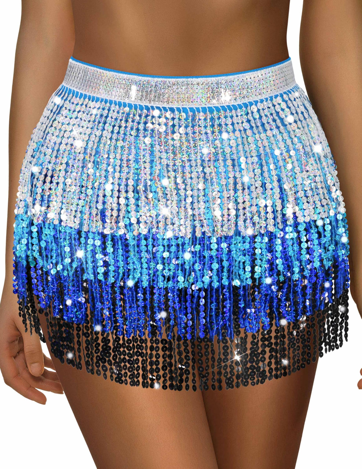 Sequin Skirt Sparkly Skirt Belly Dance Skirt Glitter Skirt Rave Sparkle Skirt Sequin Tassel Skirt Fringe Hip Scarf Women