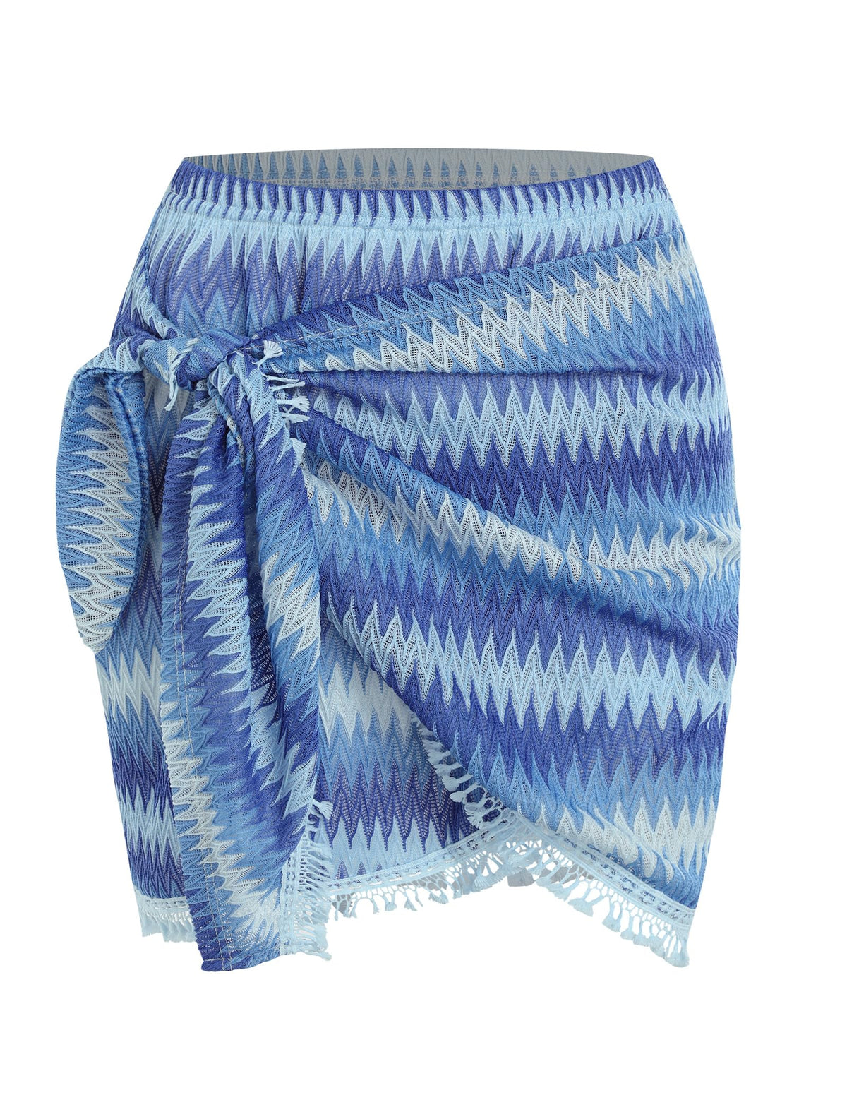 ZAFUL Mini Skirts for Women Side Slit Tie High Waist Stretchy Stripe Ruched Casual Short Skirt for Beach Vacation