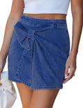 luvamia Jean Skorts for Woman High Rise Mini Skirt Bow Short Stretch Denim Skirts with Shorts Underneath Country Concert
