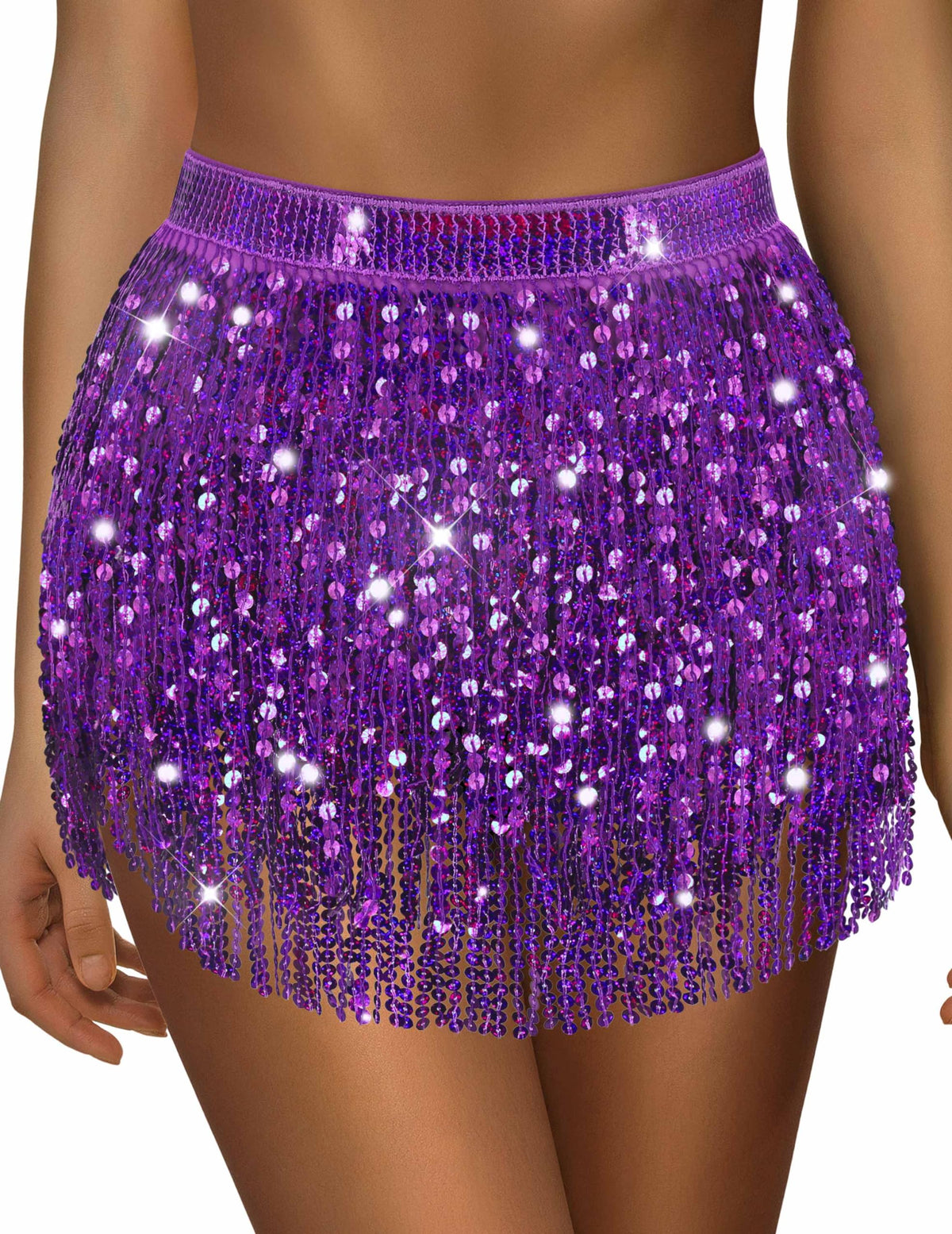 Sequin Skirt Sparkly Skirt Belly Dance Skirt Glitter Skirt Rave Sparkle Skirt Sequin Tassel Skirt Fringe Hip Scarf Women