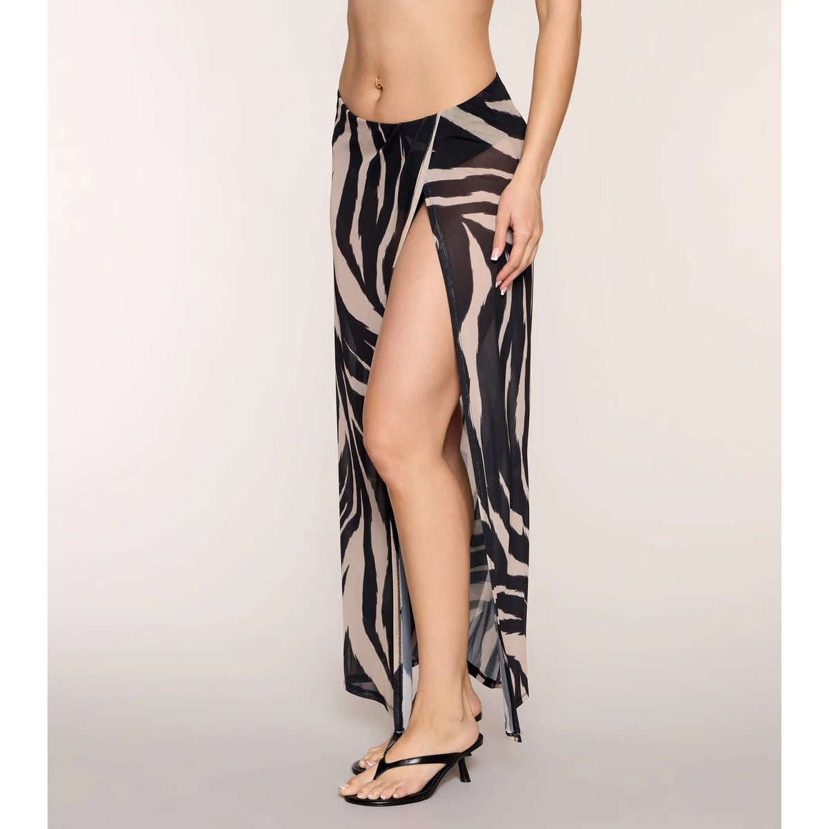 Wild Side Zebra Print High-Slit Maxi Skirt