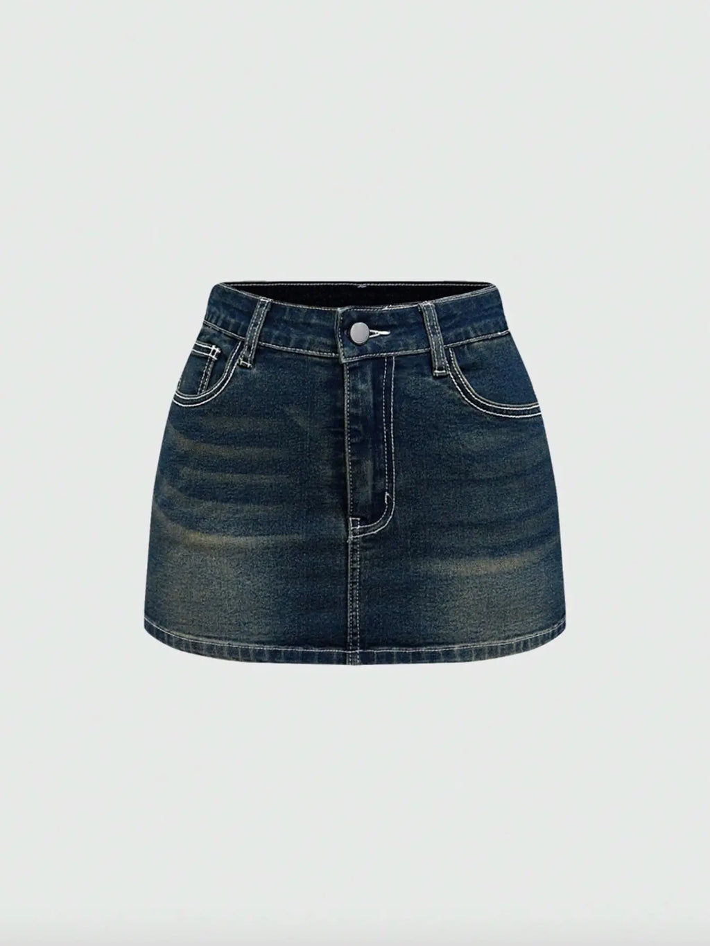 Women's Y2K Vintage Mini Denim Skirt with Pocket, Cross & Wing Embroidery, Comfortable and Stylish Wear, Chic Stretchy Denim Skirt