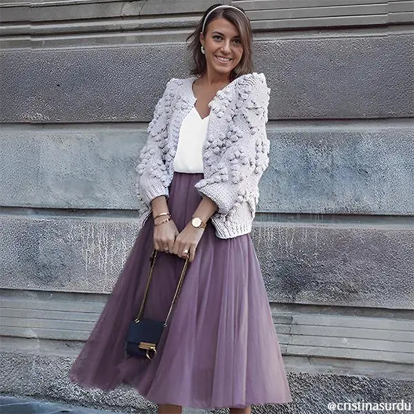 CHICWISH Women's My Secret Garden Tulle Maxi Skirt - A-Line Design with Elastic Waistband & Lining for Festive Outfits & Casual Wear