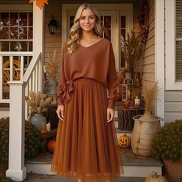 CHICWISH Women's My Secret Garden Tulle Maxi Skirt - A-Line Design with Elastic Waistband & Lining for Festive Outfits & Casual Wear