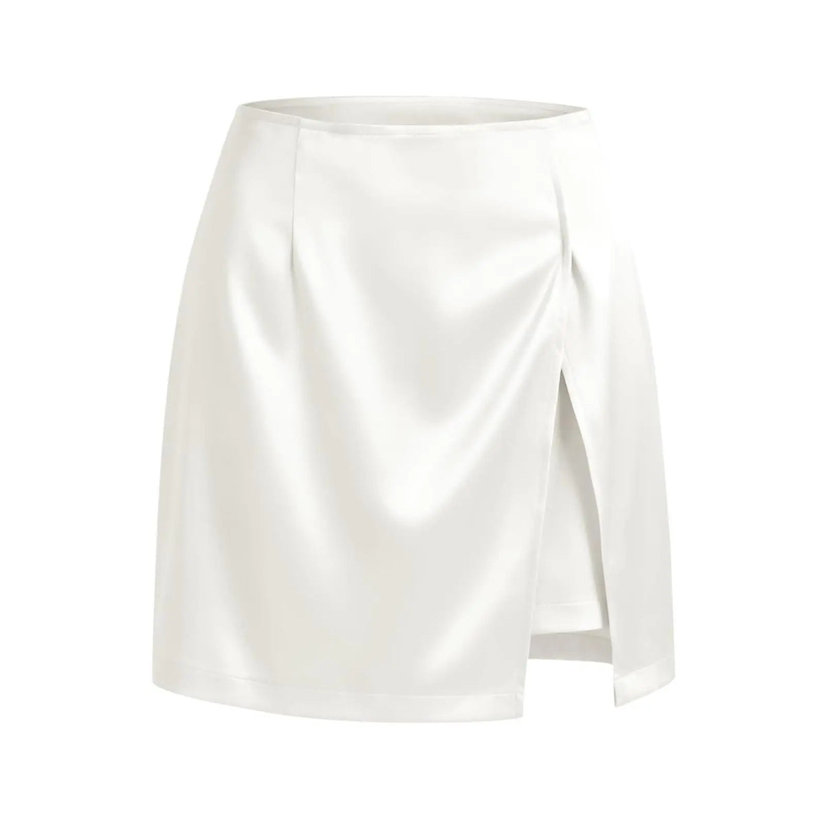 Cicy Bell Women's Satin High Waisted Side Slit A-Line Mini Skirt - Casual & Work Wear with Built-In Mini Shorts, Adaptable-Fit, Buckle-Free, Built-In Stretch, Skirts