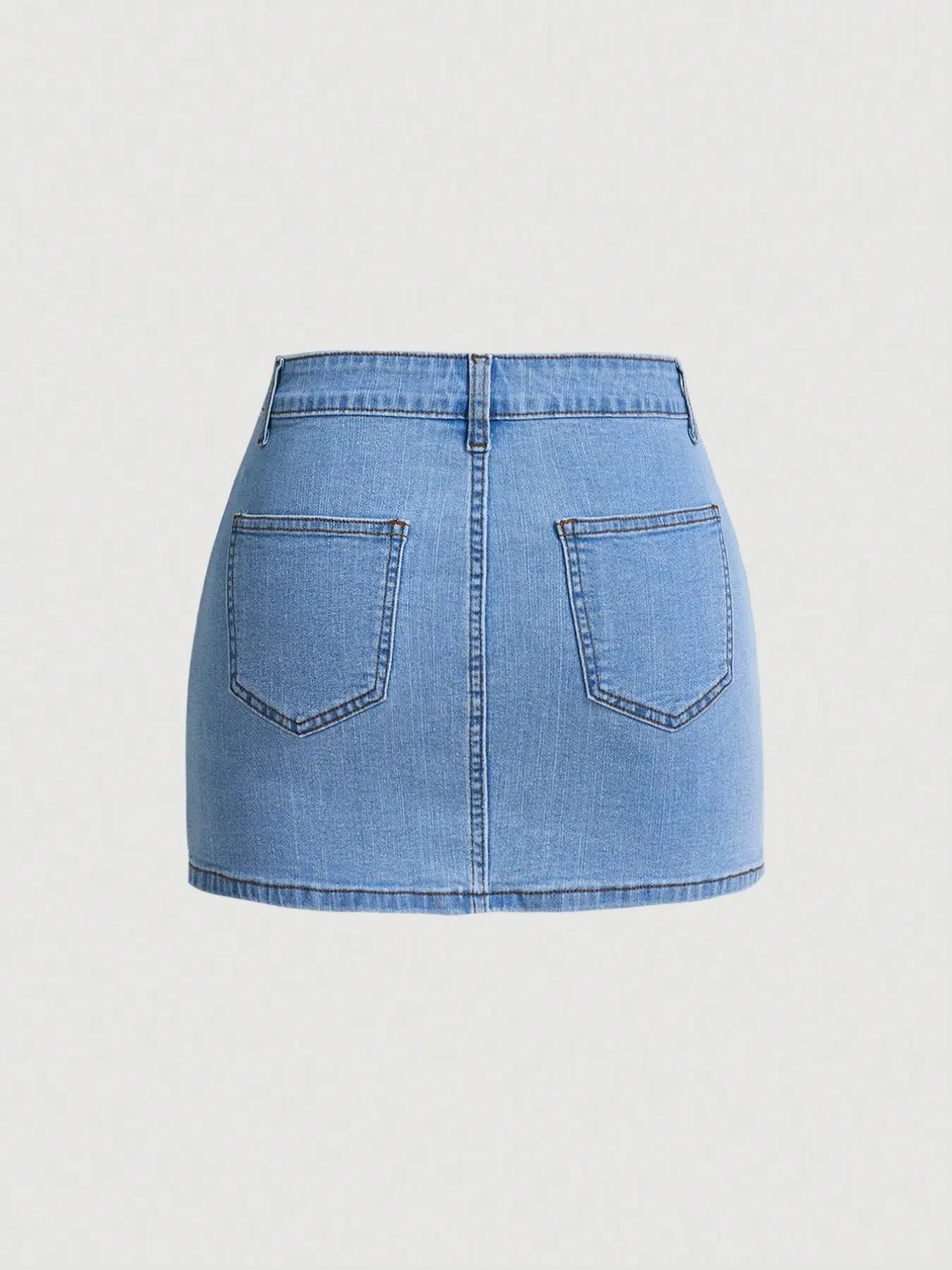 Women's, Slim-Fitting High-Waist Short Skirt, Basic Casual A-line Skirt, Stretch Skirt, Button Closure Design, Plain Pattern, Summer Fashion