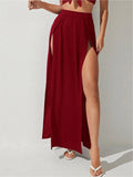 Women's High-Slit Design Fit Midi Maxi Skirt Bottom, Minimalist & Elegant Style, Perfect for Beach Vacations, Casual Outings, Gatherings, Parties, Dances & Other Occasions, Fitted Design Skirt