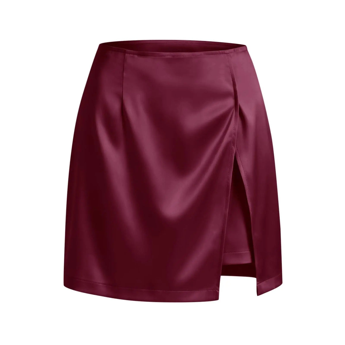 Cicy Bell Women's Satin High Waisted Side Slit A-Line Mini Skirt - Casual & Work Wear with Built-In Mini Shorts, Adaptable-Fit, Buckle-Free, Built-In Stretch, Skirts