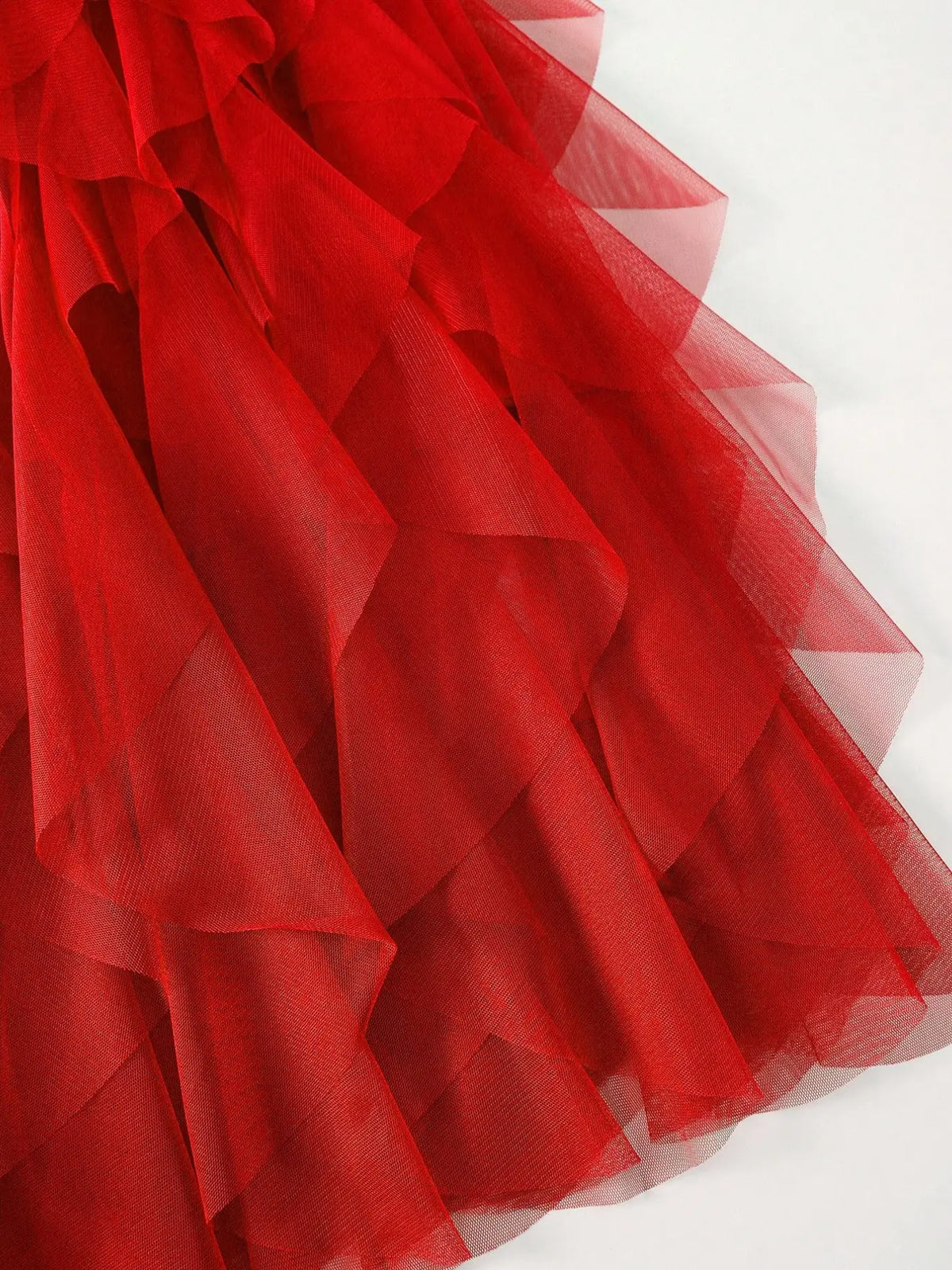 1Pc Irregular Layered Tulle Dance Maxi Skirt, Elastic Waist Flowy Swing Performance Long Skirt for Women Dance Wear