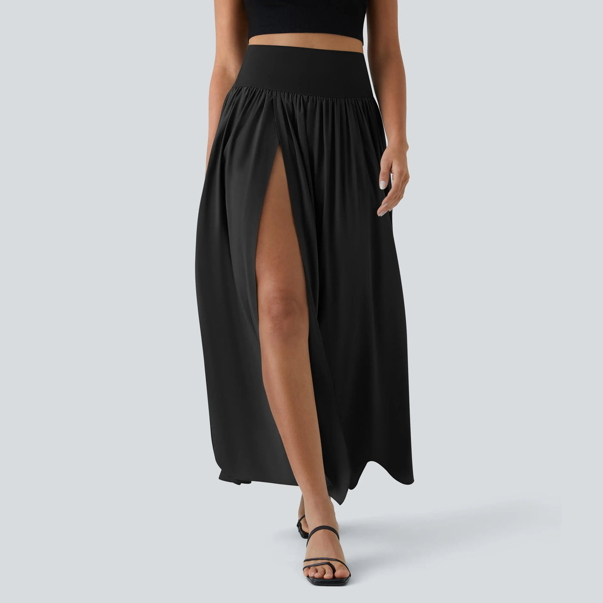 Halara Breezeful High Waisted Split 2-in-1 Flowy Quick Dry Maxi Casual Skirt #BackToSchool