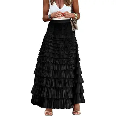 Mincib Women's High-Waist Tulle Skirt - Elegant Chic Aesthetic Long Skirt for Wedding, Evening, New Year Events - Womenswear Bottoms, Women's Clothing, Formal Elegant Skirt, Long Waisted