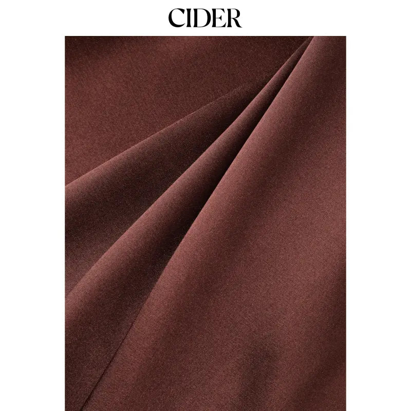 Cider Satin Drawstring Split Midi Skirt