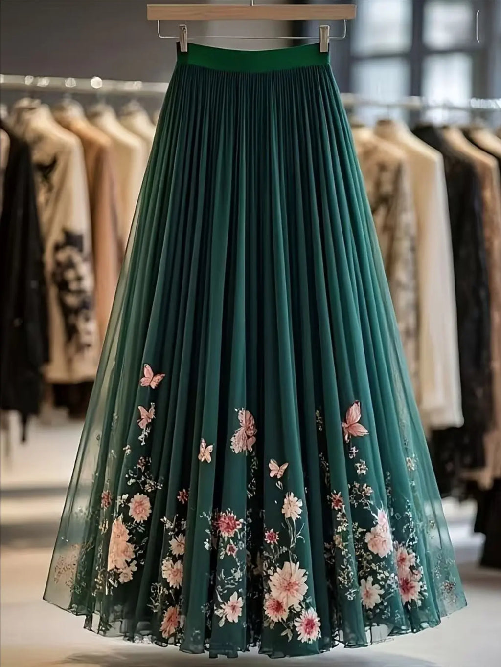 Elegant Rose Print Mesh Lightweight Fitted Half Body Skirt, Long Floral Pattern Dress, Women's Fashion Clothing, Perfect for Parties & Special Occasions, Breathable Tulle Skirt, Floral Printed Skirt, Floral Skirts