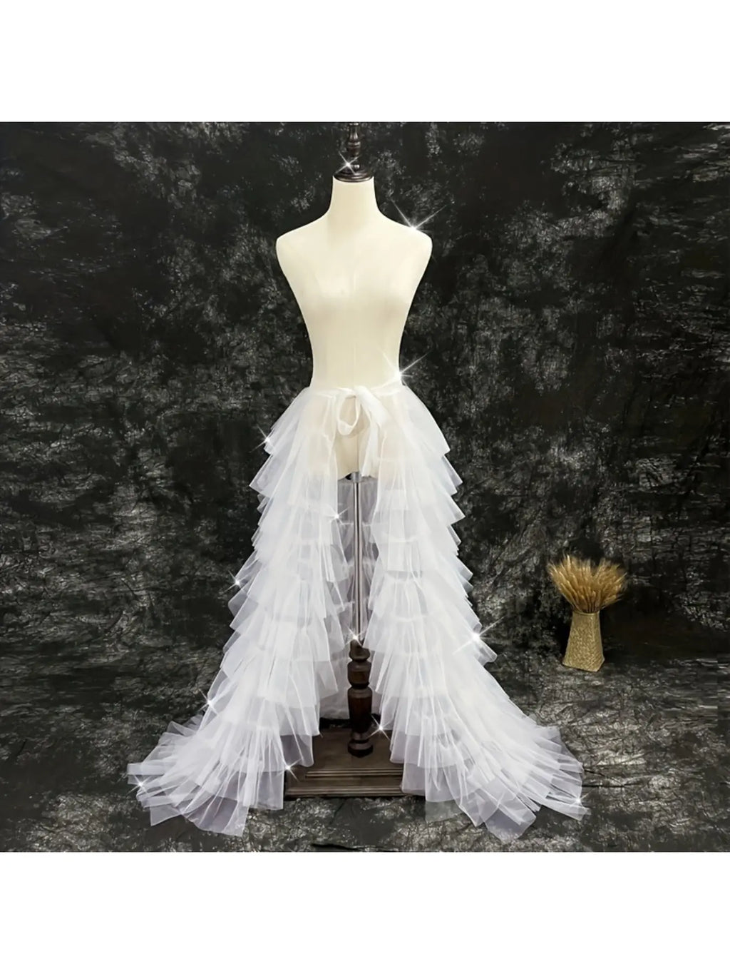 Women Lightweight Pleated Tulle Maxi Skirt, High Waist Flowy Mesh Skirt for Party & Stage Show