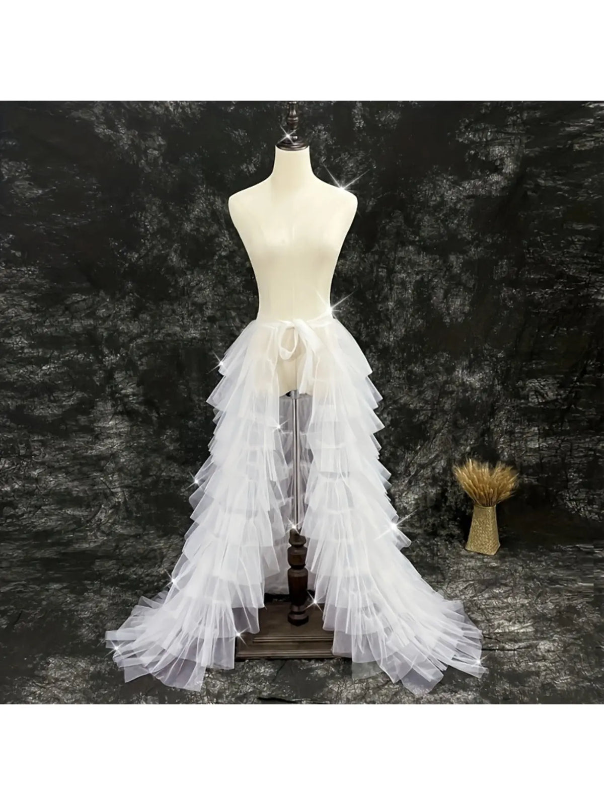 Women Lightweight Pleated Tulle Maxi Skirt, High Waist Flowy Mesh Skirt for Party & Stage Show